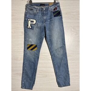 NWT Polo Ralph Lauren Astor Slim Boyfriend jean light wash w/patched detail Sz14